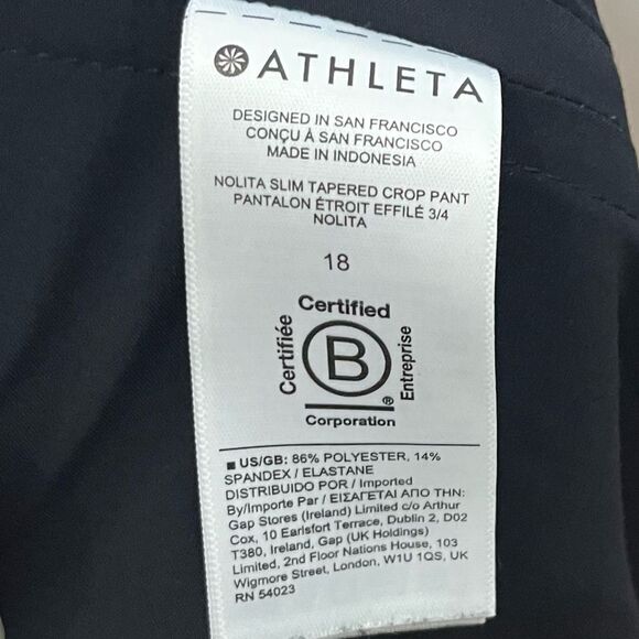 Athleta Nolita Pants Size 18 Black Crop Slim Tapered Pull On High Rise - Picture 12 of 13